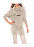 Marken-Woll-Pullover taupe-silber