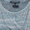 Marken-Wollpullover grau-blau