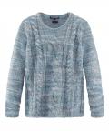 Marken-Wollpullover grau-blau