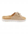 Marken-Ziegenveloursleder-Pantolette beige