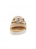 Marken-Ziegenveloursleder-Pantolette beige