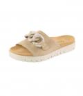 Marken-Ziegenveloursleder-Pantolette beige Gr. 38 EU