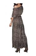 Maxi-Druckkleid mit Strass beige-braun