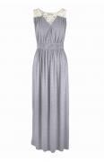 Maxikleid mit Spitze grau-ecru