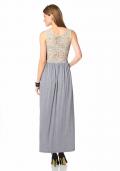 Maxikleid mit Spitze grau-ecru