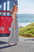 Maxikleid mit Spitze grau-ecru