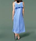 Maxikleid mit Volant blau