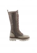 Microfaser-Rind-Nappaleder-Stiefel taupe-beige