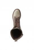 Microfaser-Rind-Nappaleder-Stiefel taupe-beige