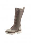 Microfaser-Rind-Nappaleder-Stiefel taupe-beige