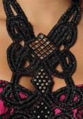 Neckholderkleid mit Spitze schwarz-pink