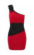 One-Shoulder-Kleid schwarz-rot