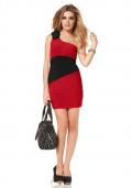 One-Shoulder-Kleid schwarz-rot