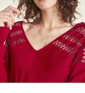 Oversized-Ausbrenner-Pullover rot