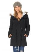 Parka mit Teddyfutter+Webpelz schwarz Gr. 40