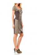 Patchwork-Kleid taupe