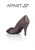 Peep-Toe-Pumps mit Strass grau