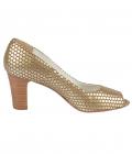 Peeptoe-Pumps camel-goldfarben