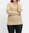 Perlfangstruktur-Pullover beige-meliert