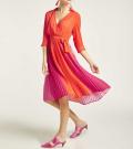 Plisseekleid orange-pink