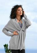 Poncho-Style-Strickjacke grau