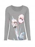 Print-Shirt grau-gemustert