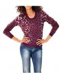 Pullover beere-beige