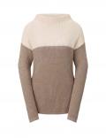 Pullover mit Kelchkragen taupe-creme