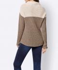 Pullover mit Kelchkragen taupe-creme