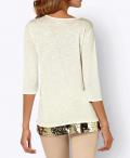 Pullover mit Pailletten ecru-gold