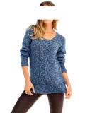 Pullover mit Perlen blau-geflammz