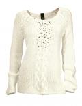 Pullover mit Perlen creme