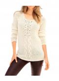 Pullover mit Perlen creme