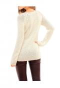 Pullover mit Perlen creme