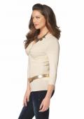 Pullover mit Raffungen creme