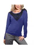 Pullover mit Spitze royalblau-schwarz