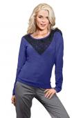 Pullover mit Spitze royalblau-schwarz