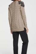 Pullover mit Spitze sand-schwarz