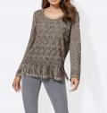 Pullover mit Spitze taupe