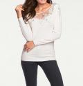 Pullover mit Spitze und Strass offwhite