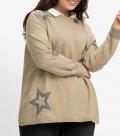 Pullover mit Stern-Intarsien beige