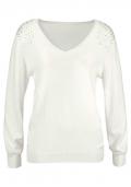 Pullover mit Strass creme