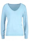 Pullover mit Strass eisblau