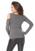 Pullover mit Strass grau