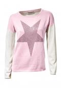 Pullover mit Strass rosa-offwhite