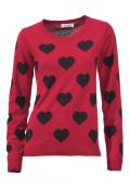 Pullover mit Strass rot-schwarz