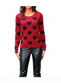 Pullover mit Strass rot-schwarz