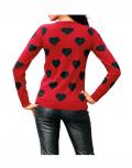 Pullover mit Strass rot-schwarz