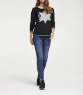 Pullover mit Strass schwarz-grau