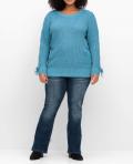 Pullover mit eingeflochtenen Bändern am Ärmel blau